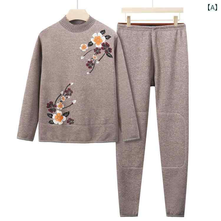 インナー レディース シニア 保温 厚手 長袖長ズボン 上下セット ゆったり あったか 肌着 防寒着 部屋着 秋冬用