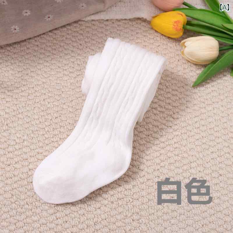 タイツ 女の子 ベビー シームレス 精梳綿 コットン ニット ケーブル編み 無地 中厚手 通気性 吸湿速乾 かわいい 春秋