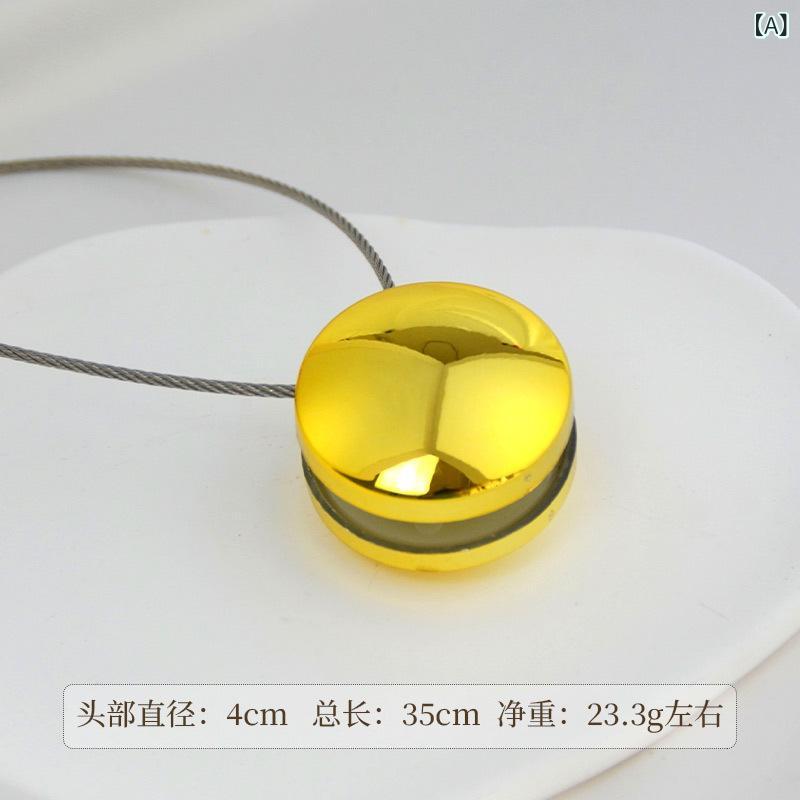 カーテンタッセル マグネット式 丸型 シンプル 無地 モダン おしゃれ プラスチック製 電気メッキ加工 スチールワイヤー 寝室 リビング 装飾 ゴールド シルバー