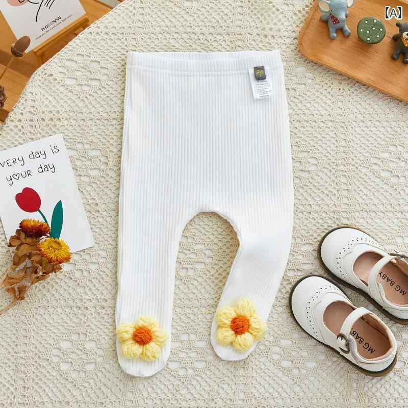 レギンス 女の子 ベビー 子供 春秋 綿 コットン 立体 花柄 スパッツ タイツ ロングパンツ 韓国風 かわいい 普段使い 部屋着