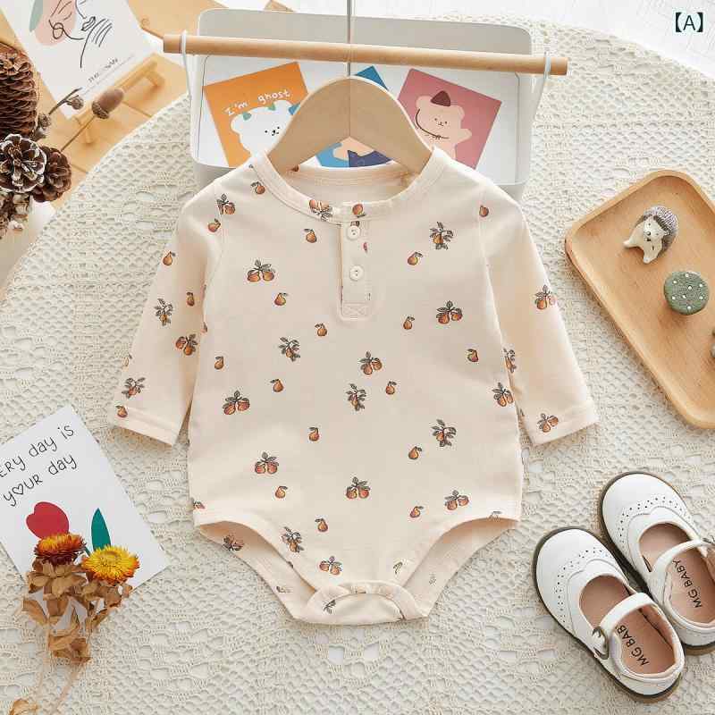 ロンパース ベビー 新生児 赤ちゃん 男女兼用 長袖 春秋 韓国風 綿素材 ボディスーツ カバーオール 男..