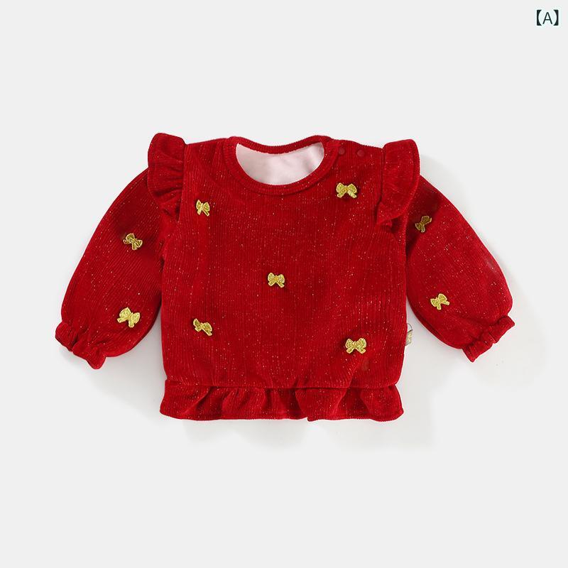 子供服 女の子 秋冬 韓国風 セットアップ ツーピース おしゃれ 上品 かわいい 厚手 ポリエステル 長袖 ロングパンツ リボン付き ベビー キッズ ウェア