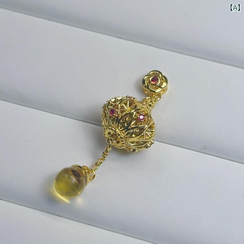 ペンダント 開閉式 アロマ 香嚢 銅製 空枠 14mm 天然石カボション用 銀メッキ 金メッキ 中国風 DIYパーツ