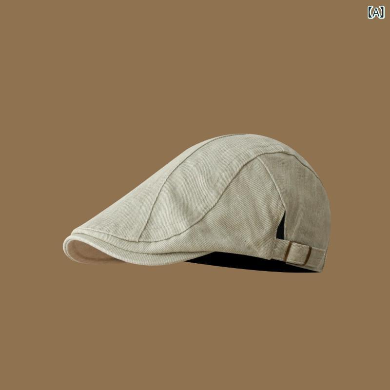 Cap - ベレー帽 メンズ レディース デニム ウォッシュ加工 ストリート レトロ アメカジ ヴィンテージ 和風 おしゃれ カジュアル 普段使い 日よけ 防寒 綿混素材 丸型