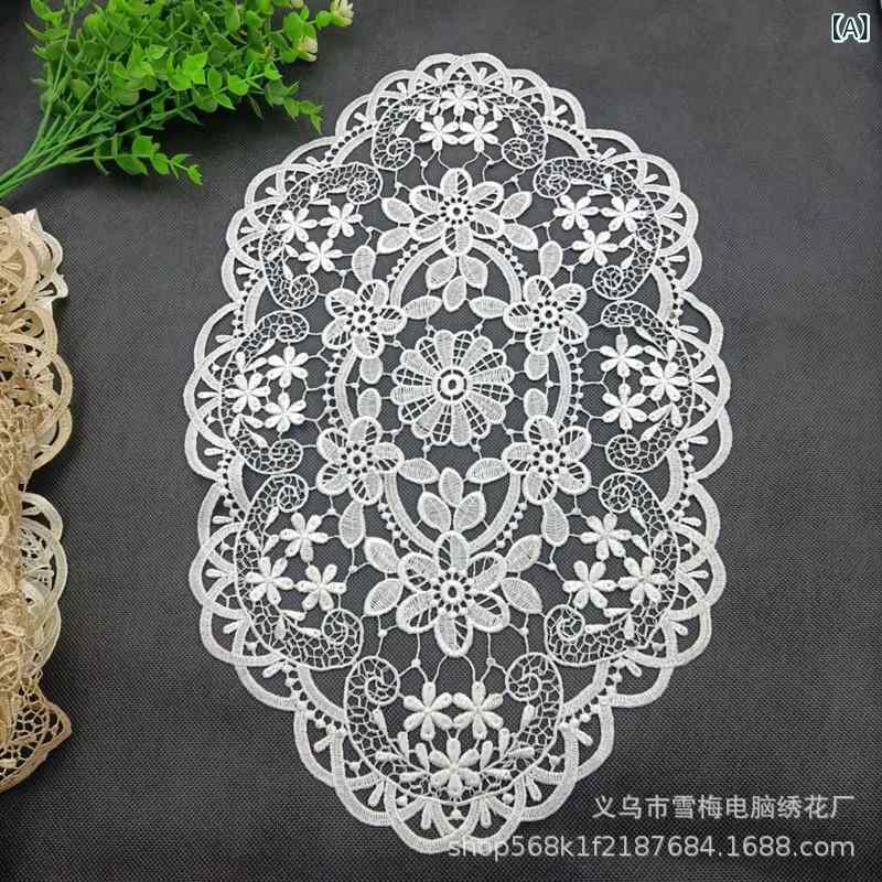 テーブルランナー 北欧風 楕円形 オーバル型 透かし彫り レース カットワーク 刺繍 テーブルマット ランチョンマット 食卓敷物 ポリエステル製 滑り止め 装飾 インテリア ディスプレイ カバークロス 撮影小物 高級感