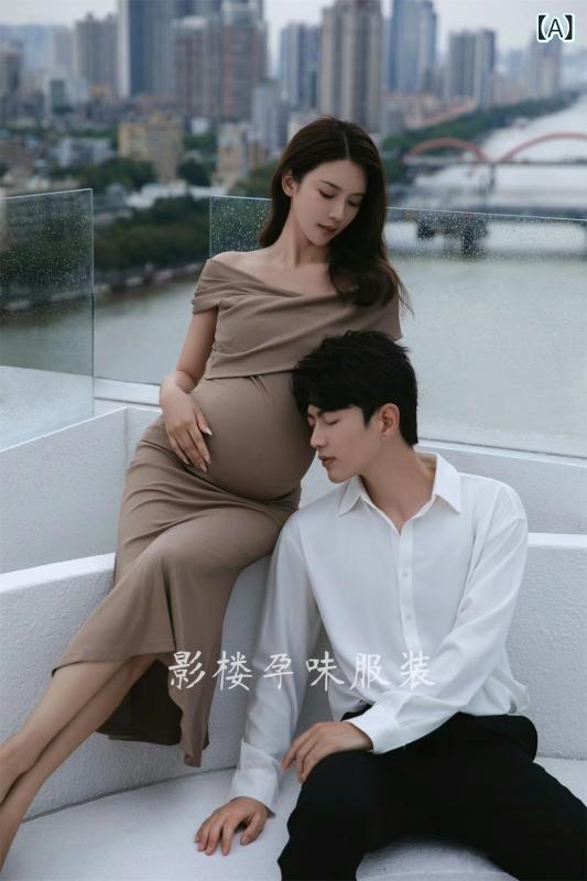 ドレス マタニティ 妊婦 ベアトップ ビスチェドレス 撮影衣装 フォトスタジオ マタニティフォト 雑誌風..
