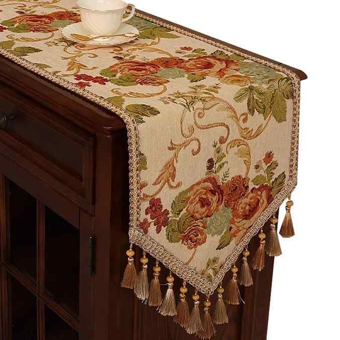 テーブルランナー アメリカン ヨーロピアン スタイル ライトラグジュアリー 高級感 シェニール ロング ..