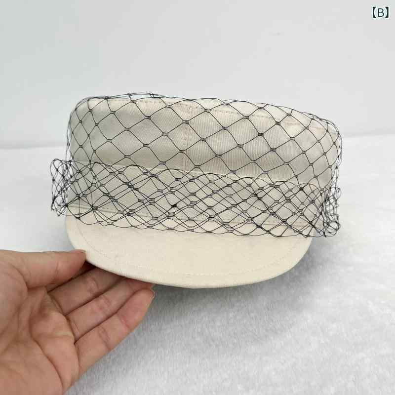 帽子 レディース コットン キャスケット ベレー帽 フラットトップ マリンキャップ メッシュ 保温 防寒 防風 日よけ 春夏 秋冬 ブラック アイボリー フレンチ エレガント ブリティッシュ カジュアルスタイル