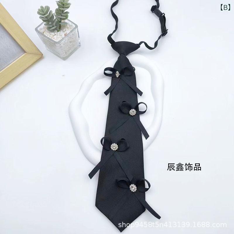 リボンタイ レディース ドーパミンカラー かわいい ラインストーン付き 結び目不要 シャツ ブラウス用 ネックウェア カジュアル 春夏