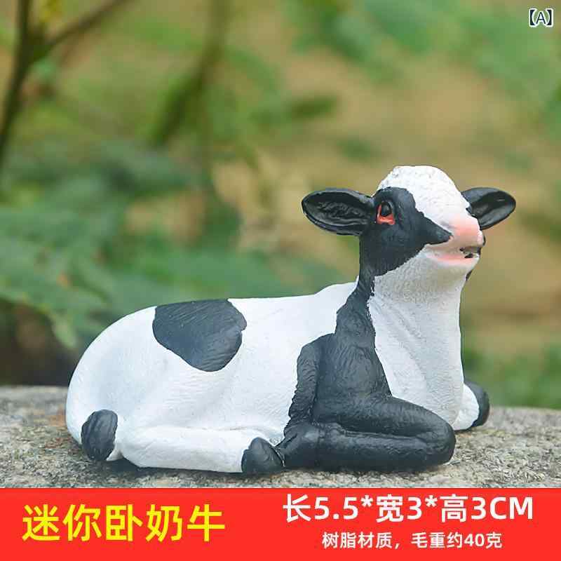置物 乳牛 ウシ ガーデニング 庭園 盆栽 インテリア 室内装飾 樹脂製 オブジェ 動物フィギュア 田園風 カントリー調 ミニサイズ かわいい デコレーション