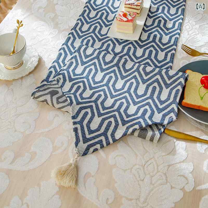 テーブルランナー 中華風 禅意 茶道 和モダン アジアンテイスト 韓国風 北欧 綿麻 リネン ポリエステル 経編み 幾何学模様 フリンジ ティーマット ダイニング リビング 書斎 来客 装飾 インテリア おしゃれ