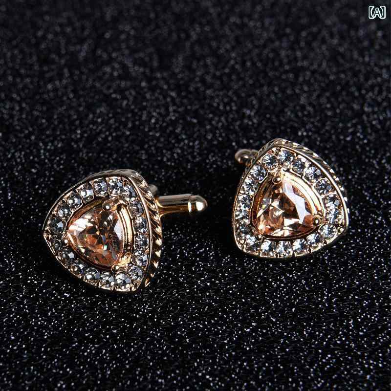 カフスボタン メンズ 男性用 欧米風 フレンチスタイル ジルコニア 幾何学模様 フラワーデザイン 電気メ..