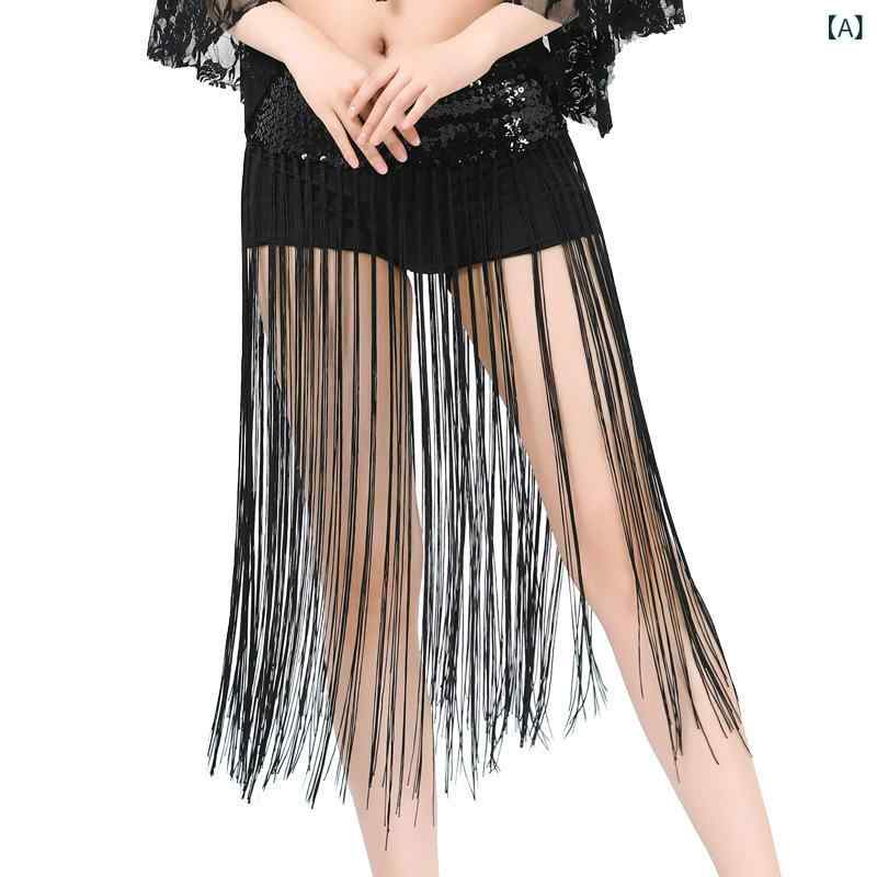 ベリーダンス レディース ダンス衣装 ヒップスカーフ フリンジ 伸縮性 ダンススカート風 ウエストマー..