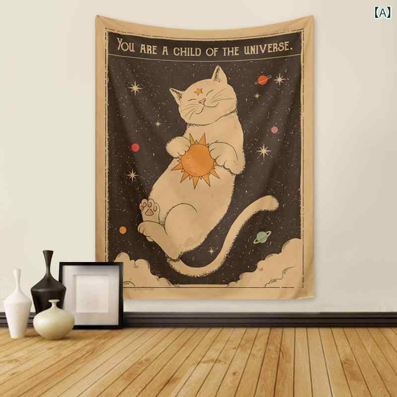 タペストリー かわいい 猫 アニメ ウォールデコレーション 背景布 インテリア おしゃれ 部屋飾り リビング 寝室 子供部屋 壁掛け 北欧風 ポリエステル 長方形