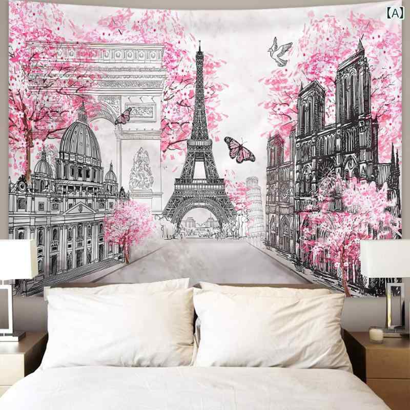 タペストリー エッフェル塔 蝶 抽象画 街並み シンプル モダン 北欧 ウォールデコ 壁飾り 背景布 リビ..