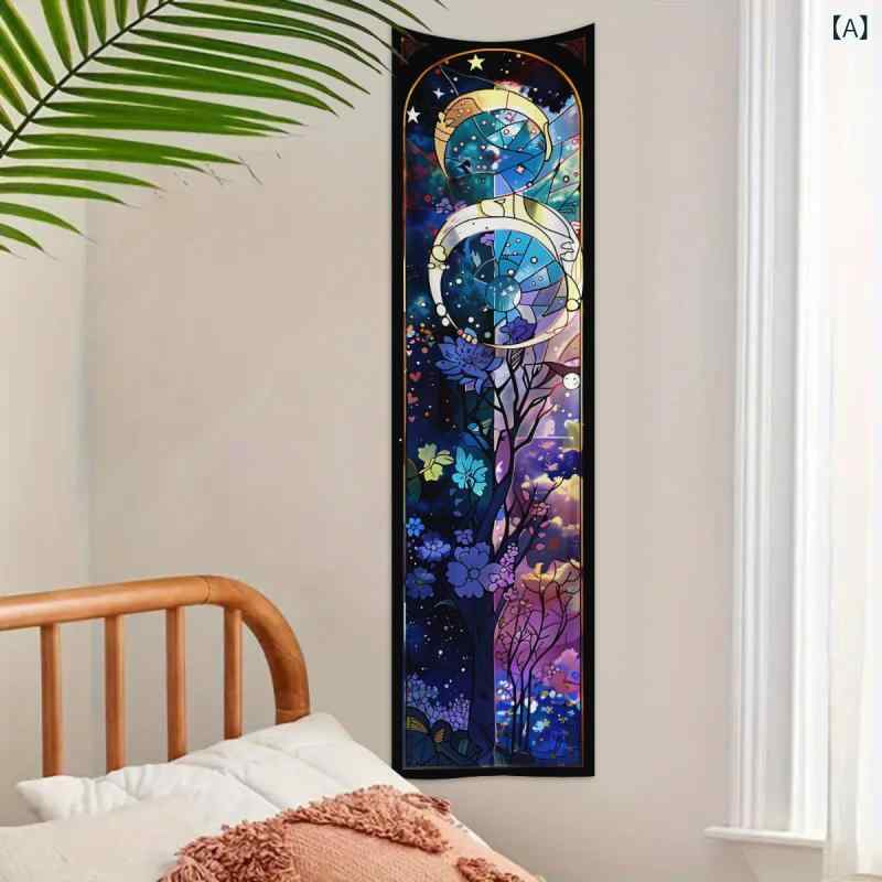 タペストリー 長方形 日月 花柄 幾何学模様 北欧風 アートデザイン 背景布 部屋飾り 壁面装飾 ポリエステル製 カラフル リビング 寝室 書斎 インテリア モダン おしゃれ