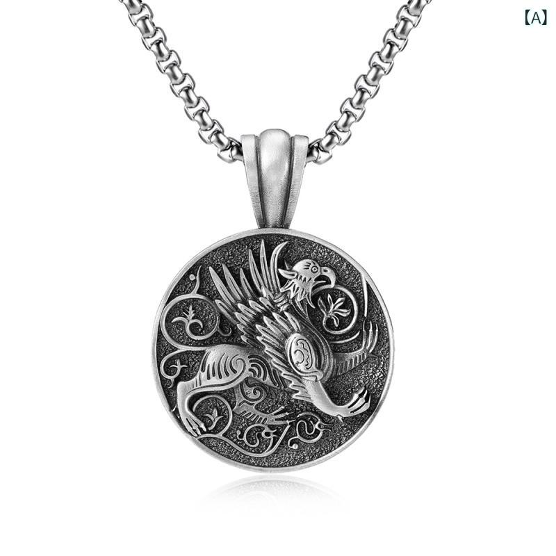 ・カテゴリ: ネックレス・対象: メンズ・スタイル: 文芸レトロ・モチーフ: 動物、十二支・: グリフィン・素材: チタン鋼・ペンダント素材: 純錫・チェーンスタイル: ボックスチェーン・加工: 研磨・カラー: ホワイト