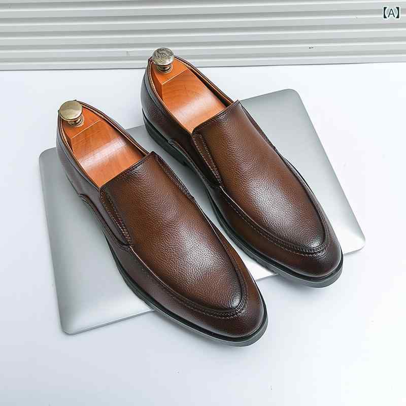 シューズ メンズ 男性用 大きいサイズ スリッポン ローファー カジュアル ビジネス 革靴 レザーシューズ 低ヒール ポインテッドトゥ PUレザー 合成皮革 普段使い 通勤 夏 ブラウン ブラック スカル柄