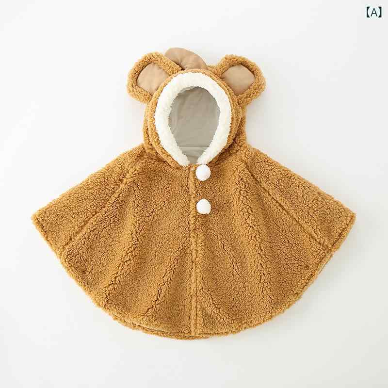 ベビーポンチョ キッズ ケープ 女の子 男の子 男女兼用 子供 赤ちゃん アウター コート 防風 保温 厚手 フード付き ポリエステル キャラクター 動物柄 か...