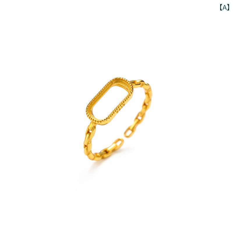 指輪 レディース S925 シルバー 金メッキ 馬鞍型 透かし彫り 空枠 オープンリング 調節可能 精巧 エレ..