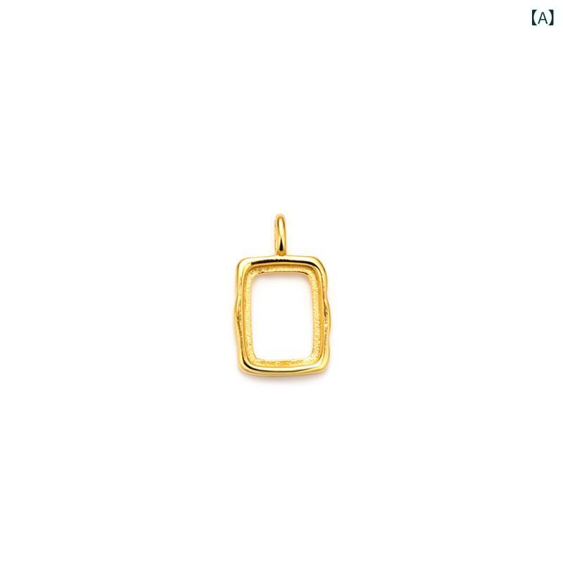 ペンダント S925シルバー ゴールドプレート 長方形 スクエア 空枠 7×9mm対応 精巧 上品 エレガント 高..