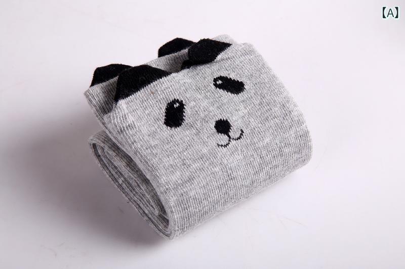 靴下 女の子 キッズ 綿 コットン クルー丈 ミドル丈 立体耳 猫 キャラクター アニマル かわいい 吸湿速乾 通気性 普段使い 通園 通学 春秋