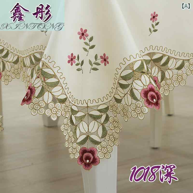 テーブルクロス ヨーロピアン カントリー調 刺繍 ファブリック製 ポリエステル 長方形 滑り止め 耐摩耗 防塵 花柄 ボタニカルデザイン テーブルランナー チェアカバー リビング ダイニング 装飾