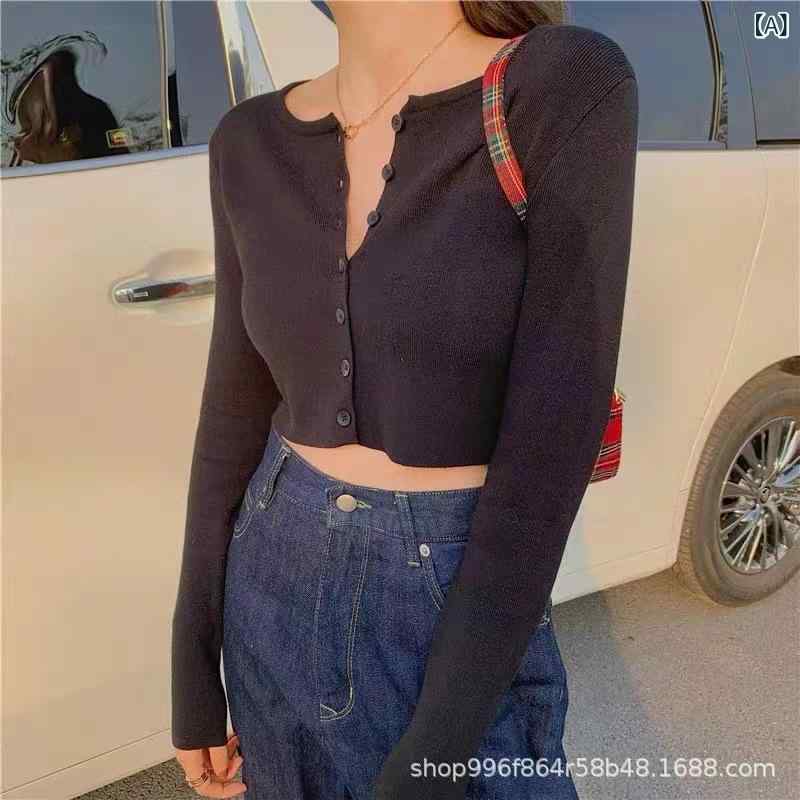 ニットカーディガン レディース 春秋 薄手 長袖 ショート丈 小柄 ラウンドネック スリムフィット 上品 通勤 普段使い ポリエステル 切り替え 羽織り トップス