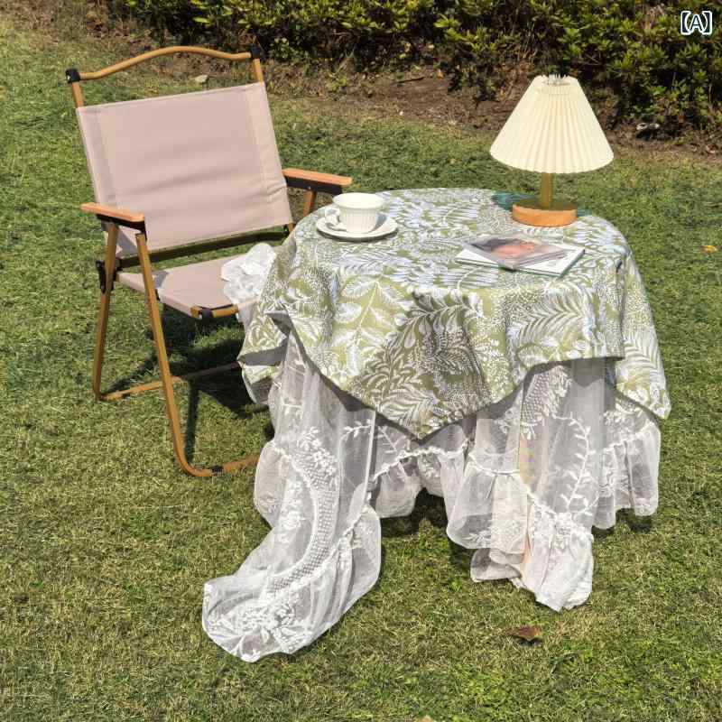 テーブルクロス 防水 防汚 フレンチ レース インスタ映え レトロ ヴィンテージ アメリカンカントリー フリル ダイニングテーブル 食卓 コーヒーテーブル デスク 机 長方形 布製 植物花柄 シンプル モダン
