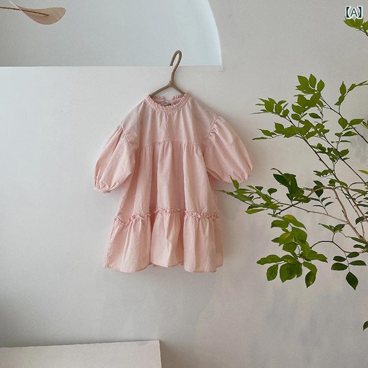 ワンピース 女の子 ベビー 幼児 1歳 2歳 3歳 森ガール風 ナチュラル リボン コットン プリンセスドレス 韓国子供服 秋冬 ピンク ロング丈