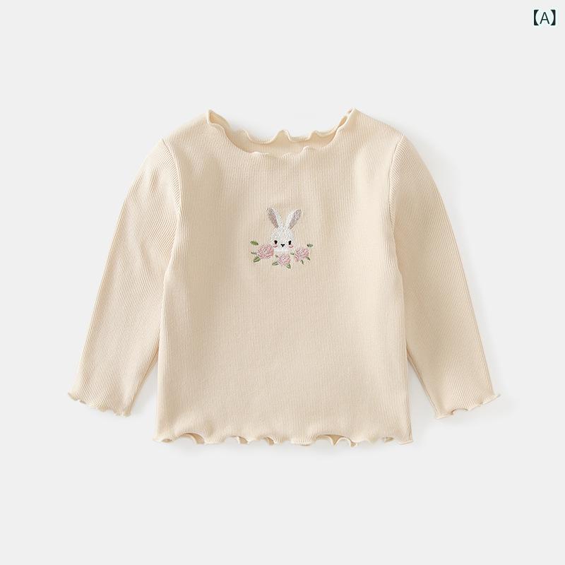 ・カテゴリ: キッズTシャツ・性別: 女の子・スタイル: 韓国・袖丈: 長袖・対象年齢: 1〜3歳・着用シーズン: 春、秋・柄: 動物、ストライプ、キャラクター・主な素材: 綿93%・ネックライン: クルーネック・カラー展開: ベージュ、グレー、パープル、ピンク・サイズ展開: 80cm、90cm、100cm、110cm、120cm