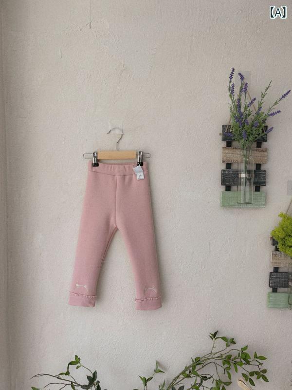 レギンス 女の子 キッズ 子供服 綿95% コットン 韓国風 かわいい 猫 刺繍 長ズボン 秋冬 ボトムス 柔ら..