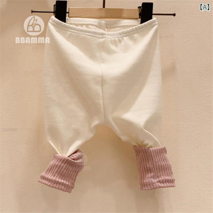 レギンス ベビー 女の子 韓国風 綿混 伸縮性 切り替えデザイン ロングパンツ カジュアル 春秋 お出かけ 通園 普段使い