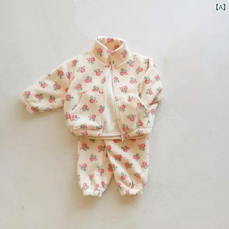 セットアップ キッズ 男女兼用 子供 男の子 女の子 ベビー 幼児 春秋 スポーツ カジュアル 厚手 スタンドカラー 立ち襟 フリース ボア ポリエステル ジャケット ジップアップ 保温 防寒 部屋着 普段使い 上下セット