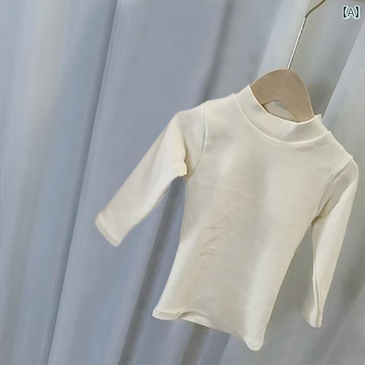 Tシャツ ベビー 男の子 女の子 長袖 ハイネック 保温 あったか コットン ニット 伸縮性 韓国風 カジュアル 普段使い 部屋着 秋冬 トップス カットソー