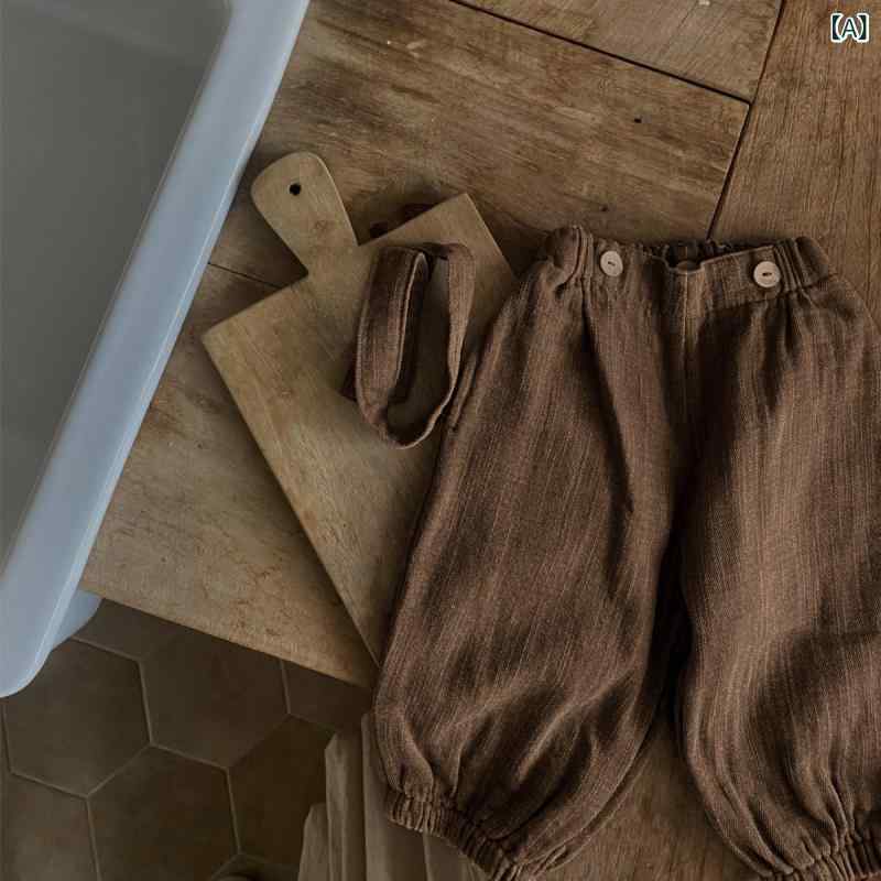 パンツ ベビー キッズ 男女兼用 秋冬 綿麻 コットンリネン ソフトタッチ 普段使い かぼちゃパンツ バル..