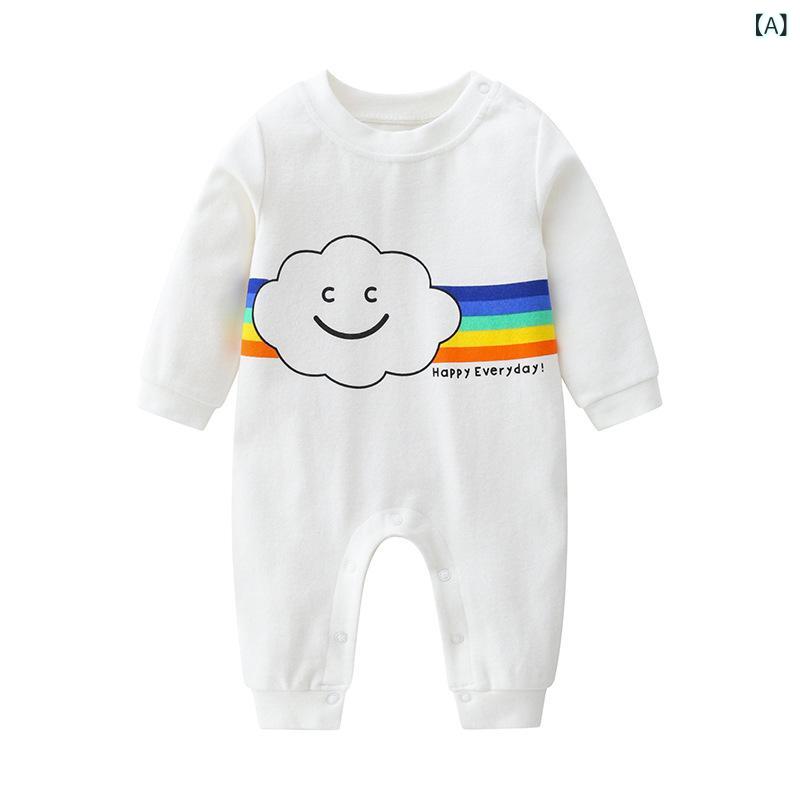 ロンパース ベビー 新生児 赤ちゃん レインボー スマイル 虹色笑顔 ふんわり 柔らかな 綿 コットン 100..
