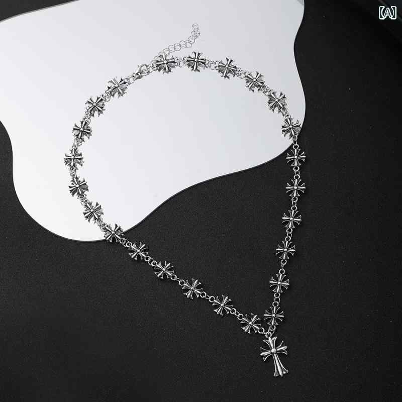 ネックレス レディース 女性用 クロス 十字架 ペンダント 亜鉛合金製 電気メッキ加工 キューバンチェー..