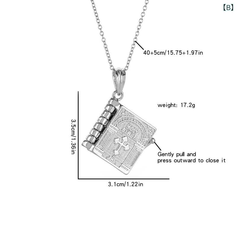 ネックレス 男女兼用 開閉式 聖書 バイブル 十字架 クロス ペンダント 合金製 電気メッキ加工 欧米風 レトロ ヒップホップ ストリート ファッション