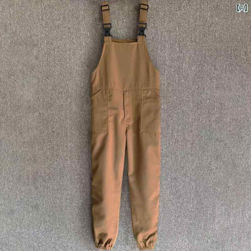 メンズ サロペット レトロ ヴィンテージ ワークテイスト ゆったり ルーズ ビッグシルエット 体型カバー..