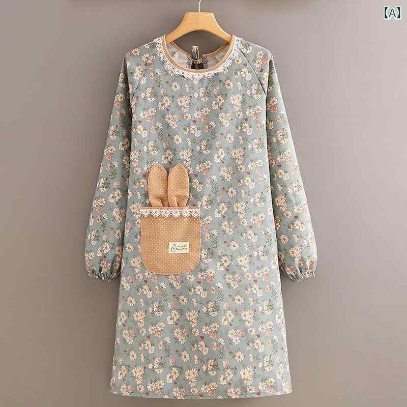 ・カテゴリ: エプロン・袖タイプ: 袖あり、袖なし・用途: 汚れ防止・素材: 帆布・サイズ: フリーサイズ・スタイル: アメリカンカントリー・柄: 小花柄・カラー展開: ブルー、グリーン、ピンク