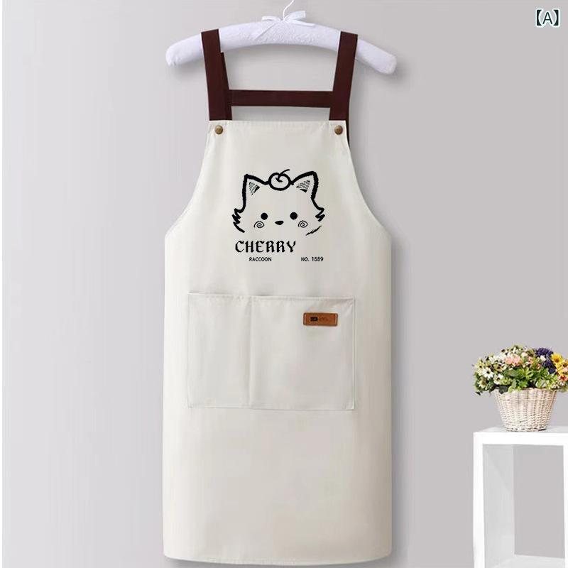 Sommelier Aprons - エプロン レディース 防水 防油 防汚加工 汚れ防止 キッチン 調理 料理用 家庭用 普段使い 飲食店 業務用 ユニフォーム 作業着 PVC素材 かわいい おしゃれ キャラクター柄