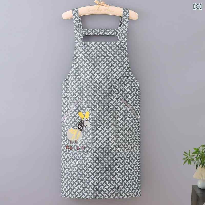 エプロン レディース 女性用 キッチン 料理 家庭用 普段使い 作業用 かわいい おしゃれ モダン シンプル 防水 撥水 防油 防汚 汚れ防止 丈夫 耐久性 ポリエステル 袖なし