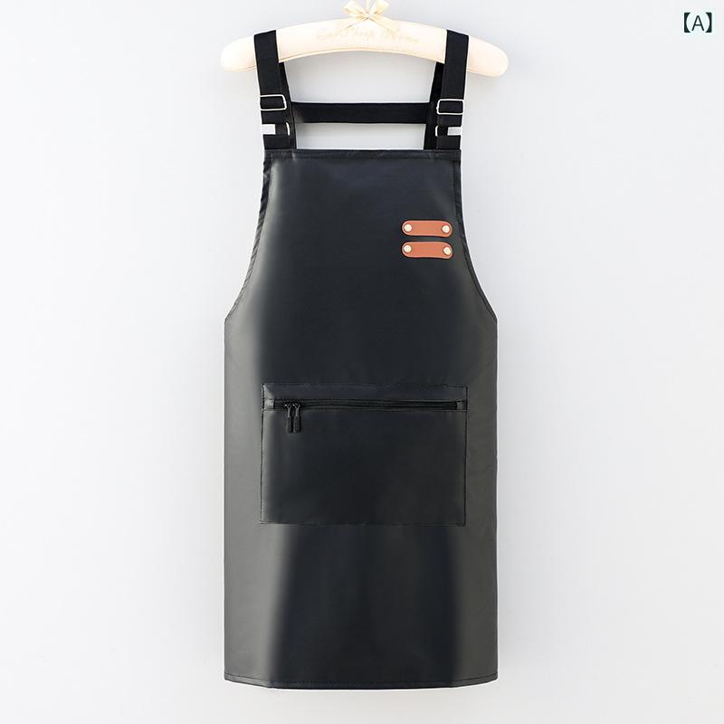 エプロン 男女兼用 大人用 PUレザー 革 防水 防油 ソフト ワークエプロン キッチン 家庭用 料理 炊事 作業用 耐汚