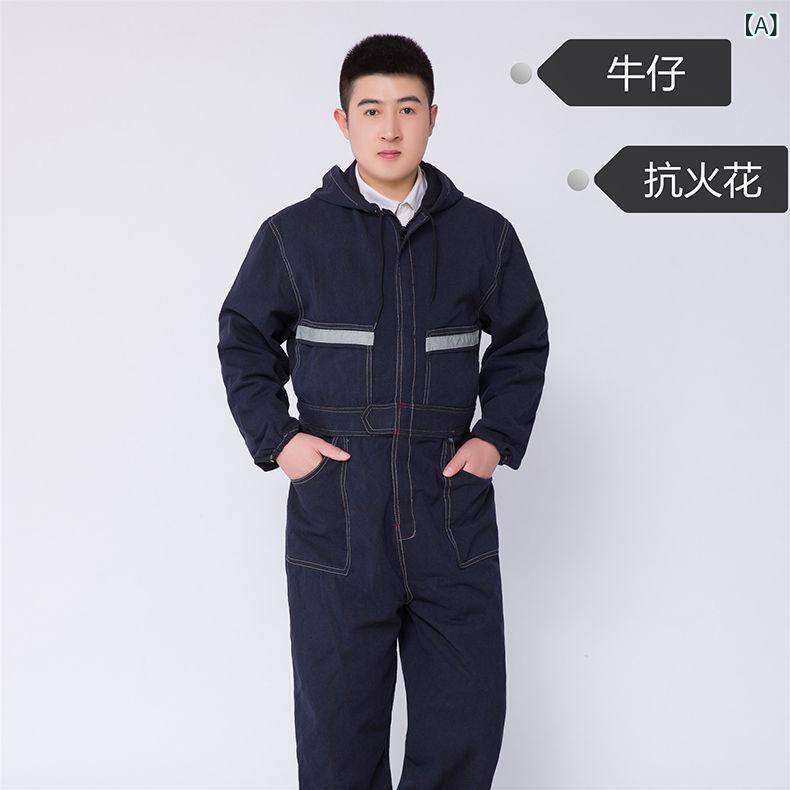 Rakuten - つなぎ メンズ デニム 作業服 ワークウェア 溶接 塗装 自動車整備 機械整備 防塵 リフレクター 長袖 難燃性 コーデュロイ リネン 濃紺 ビッグサイズ
