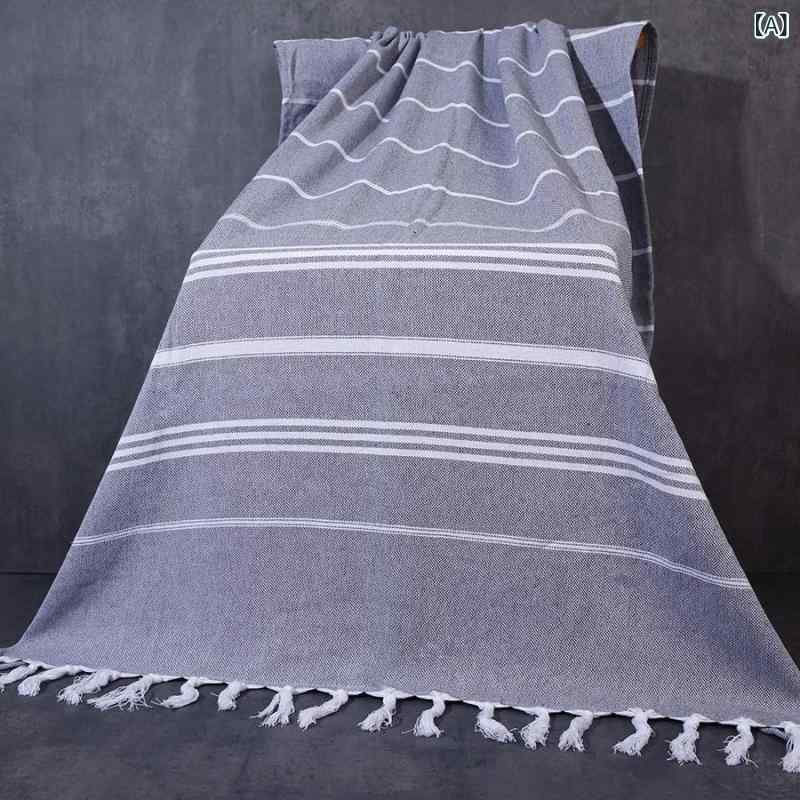 バスタオル 大判 ビッグサイズ コットン ストライプ フリンジ 厚手 やわらか 吸水速乾 ビーチタオル プ..