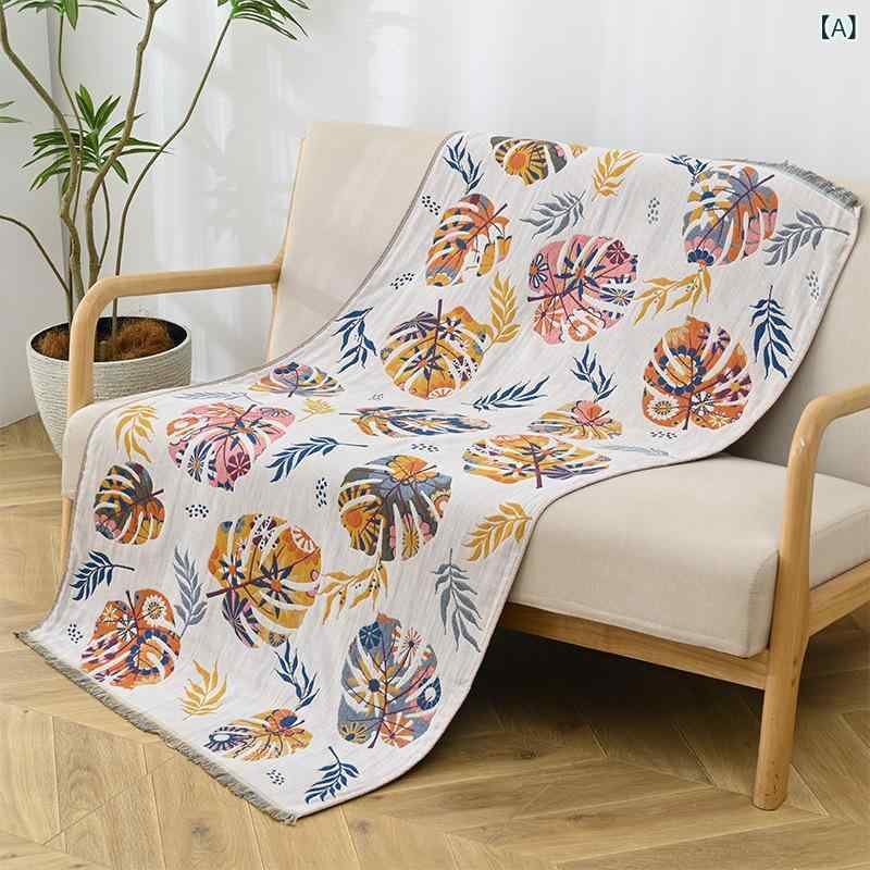 バスタオル ガーゼ 純綿 4重 吸水 速乾 大判 家庭用 普段使い レトロ アンティーク ソファカバー マル..