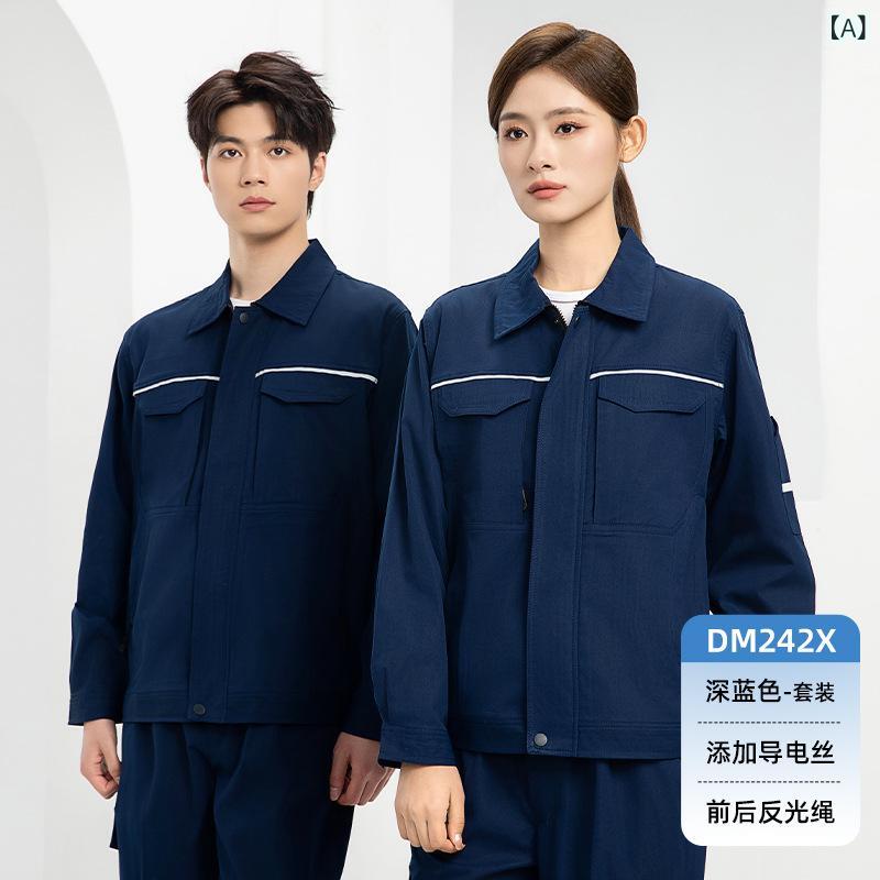 Rakuten - 作業服 メンズ 長袖 薄手 軽量 春夏 セットアップ 上下セット 通気性 吸湿速乾 ポリエステル 建築 工場 整備 現場 ワークウェア ユニフォーム