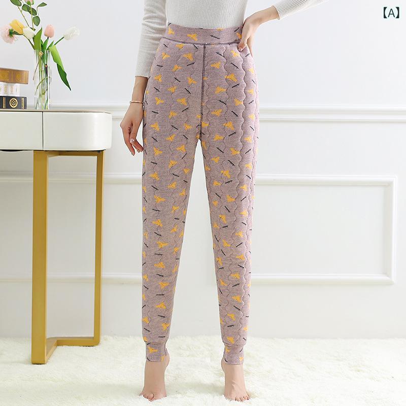 パンツ レディース ママ ミセス 中高年 秋冬 ハイウエスト 保温 防寒 裏起毛 スリム レギンス ロング丈 ポリエステル 再生繊維 インナー 部屋着