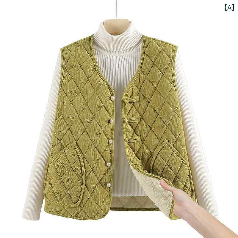 ベスト レディース ミセス シニア 婦人 女性 秋冬 裏起毛 厚手 保温 防寒 あったか ポリエステル チャ..